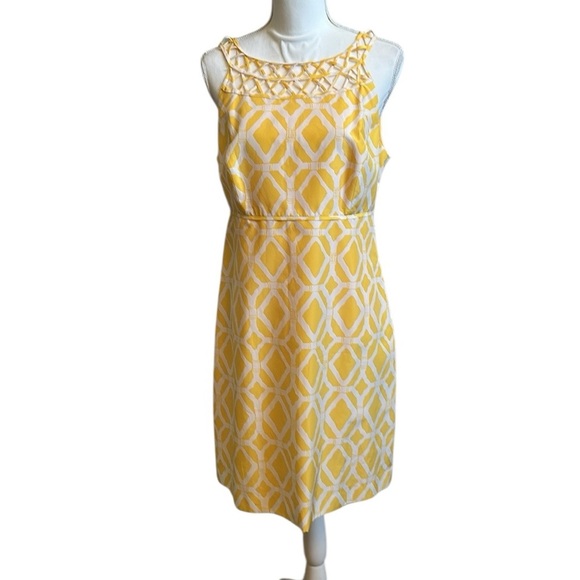 Lilly Pulitzer Jacqueline Bamboo Yellow Lattice Dress Preppy Summer Size 10 - Picture 1 of 13